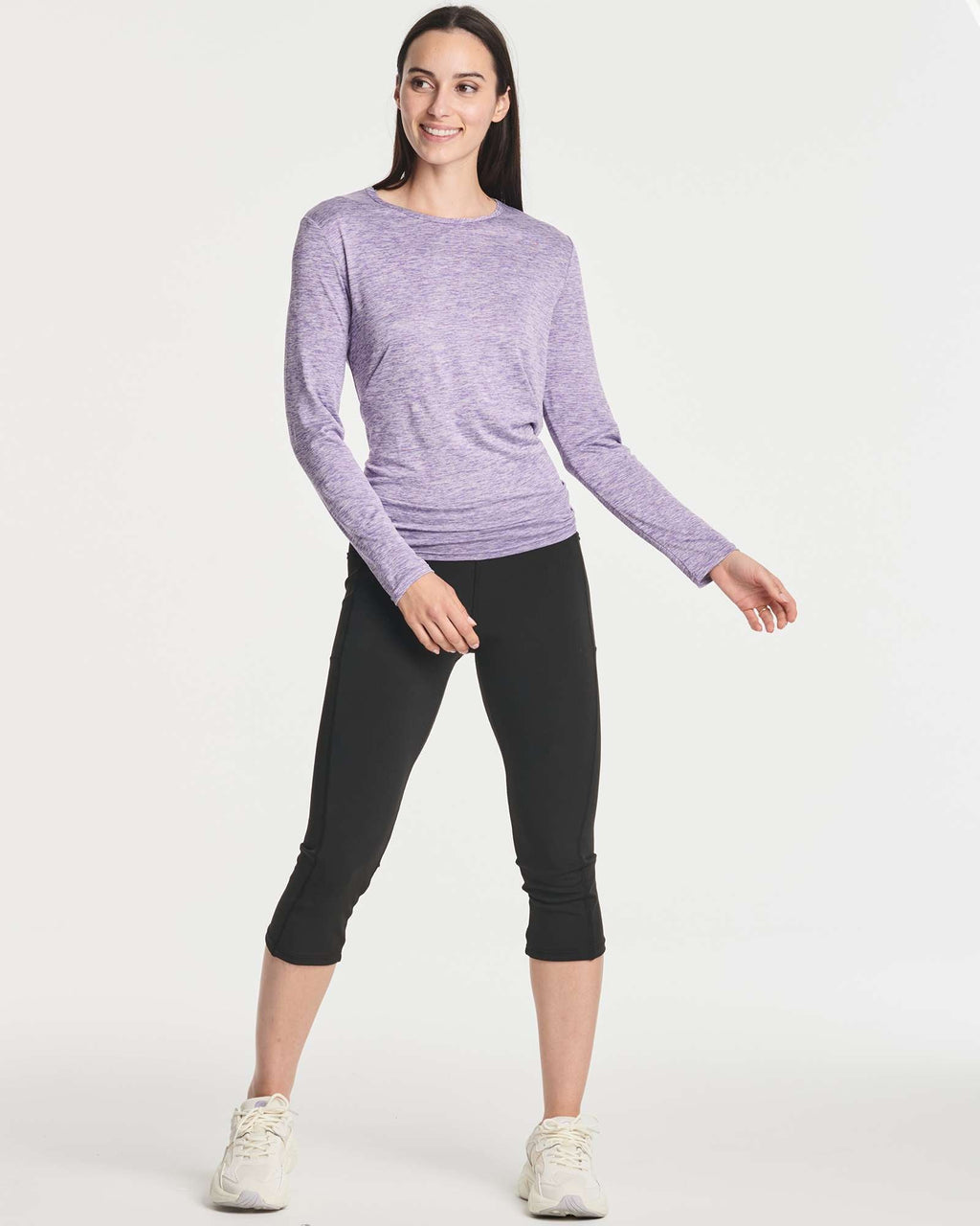 4 Pack: Women's Long-Sleeve Mesh Insert Tie Back Shirt (Available in Plus Size)