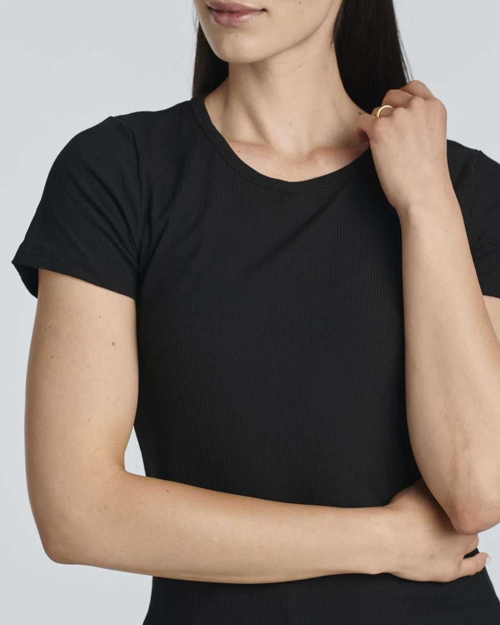 4 Pack: Women's Ribbed Knit Short Sleeve T-Shirt (Available in Plus)