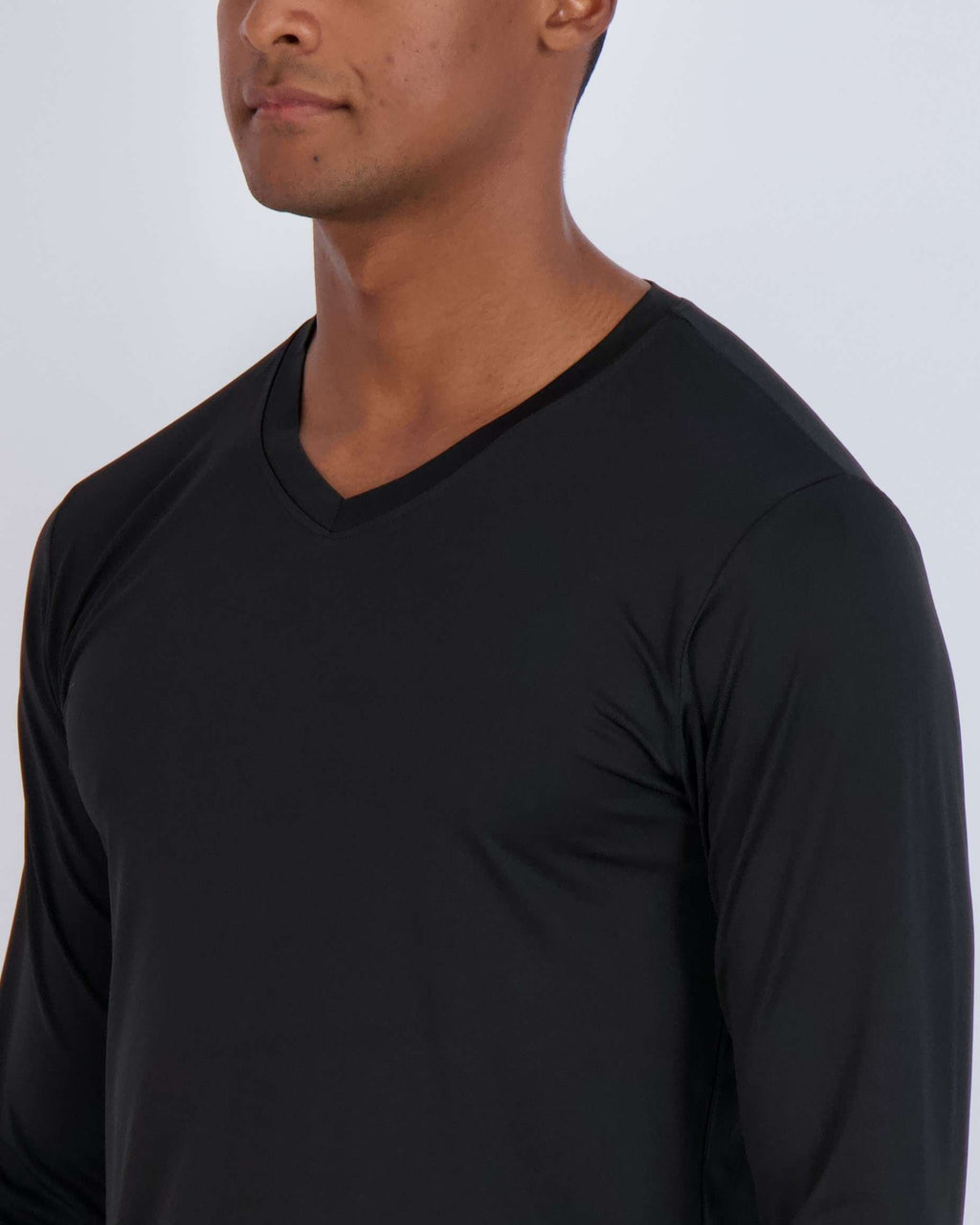 4 Pack: Mens V-Neck Long Sleeve Dry Fit T-Shirt