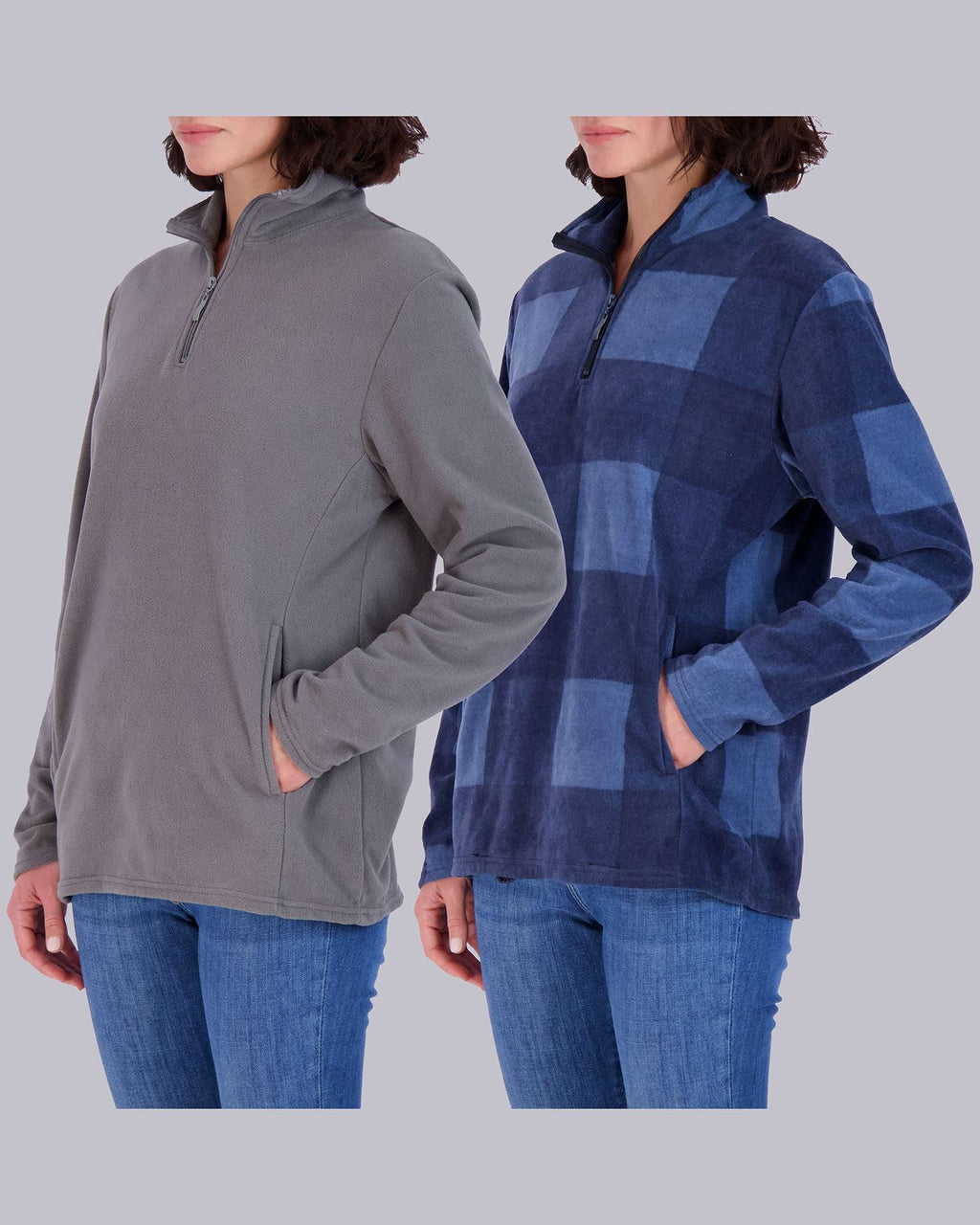 2 Pack: Women's Polar Fleece Long-Sleeve Quarter Zip Winter Jacket (Available in Plus Size)