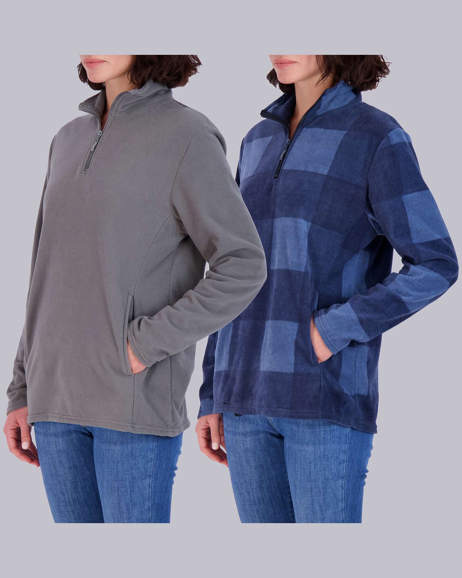 2 Pack: Women's Polar Fleece Long-Sleeve Quarter Zip Winter Jacket (Available in Plus Size)