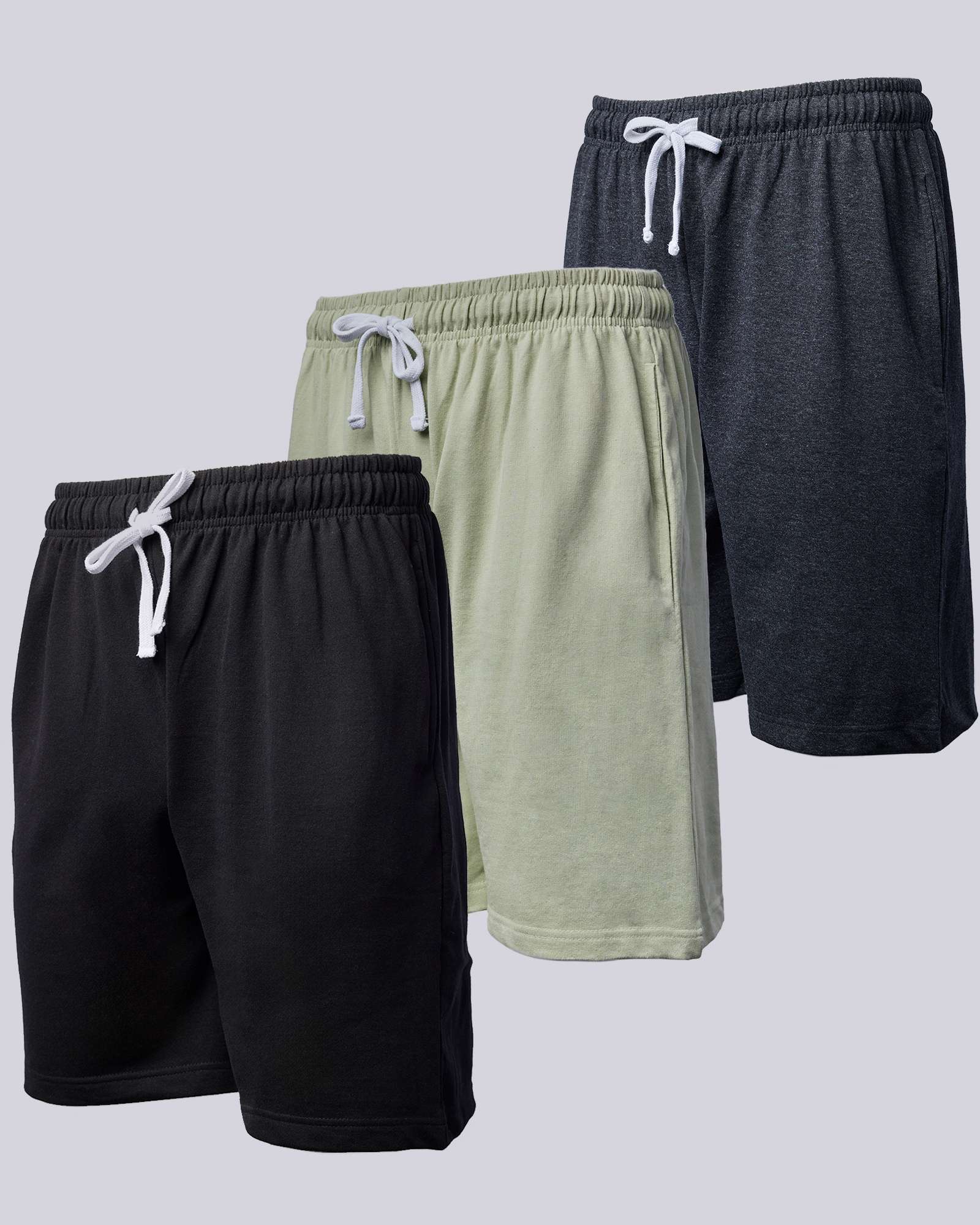 3 Pack: Mens 9" French Terry Casual Shorts