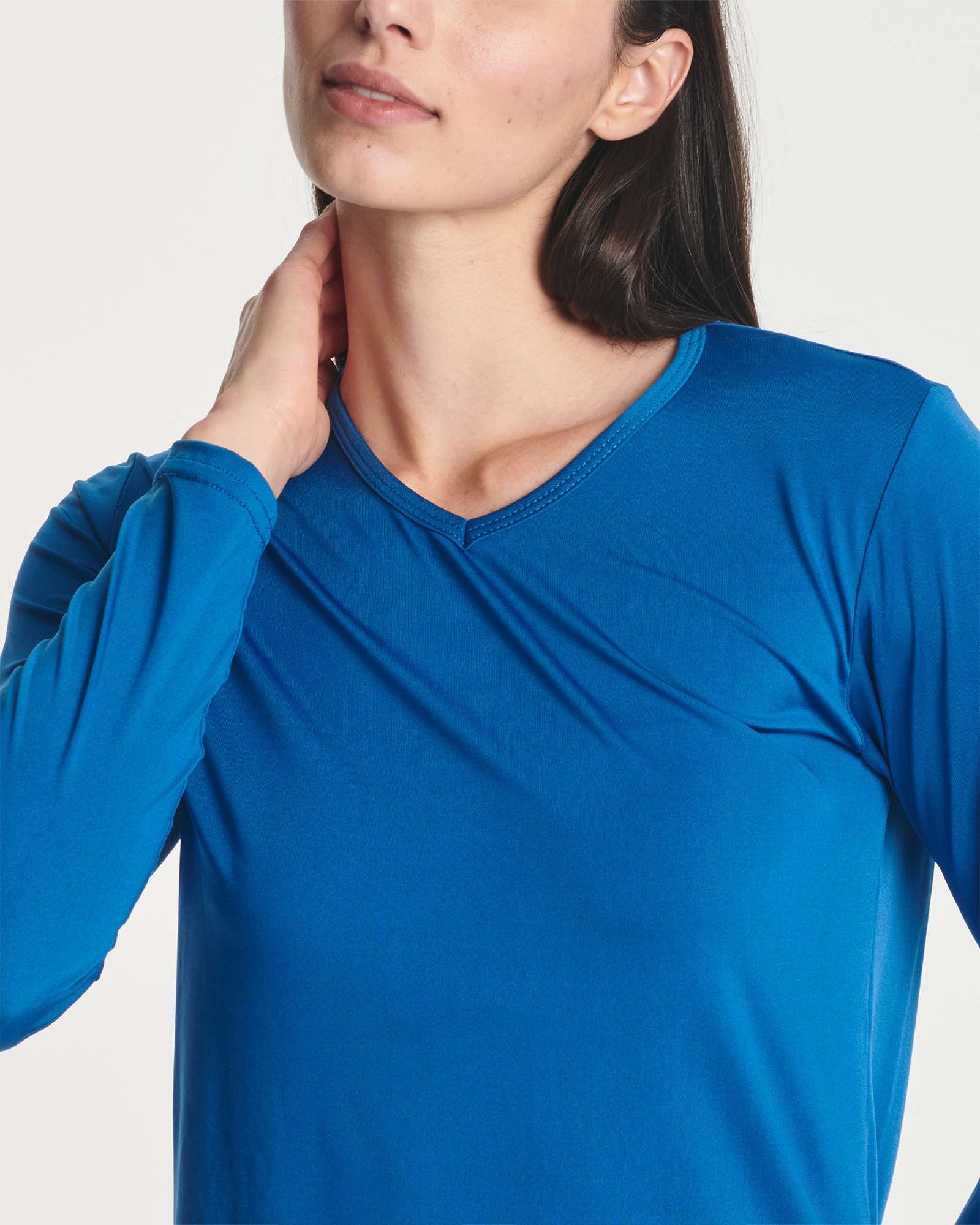 4 Pack: Women's Dry-Fit Long-Sleeve V-Neck Athletic Workout Shirt (Available in Plus Size)