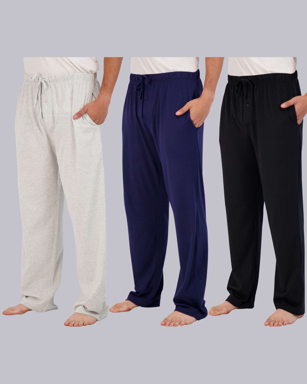 3 Pack: Mens Cotton Pajama Lounge Pants