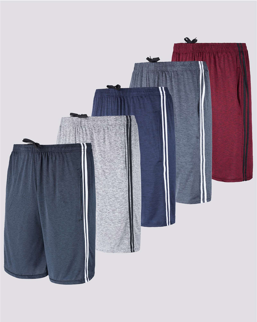 5 Pack: Mens Dry-Fit Active Performance Shorts