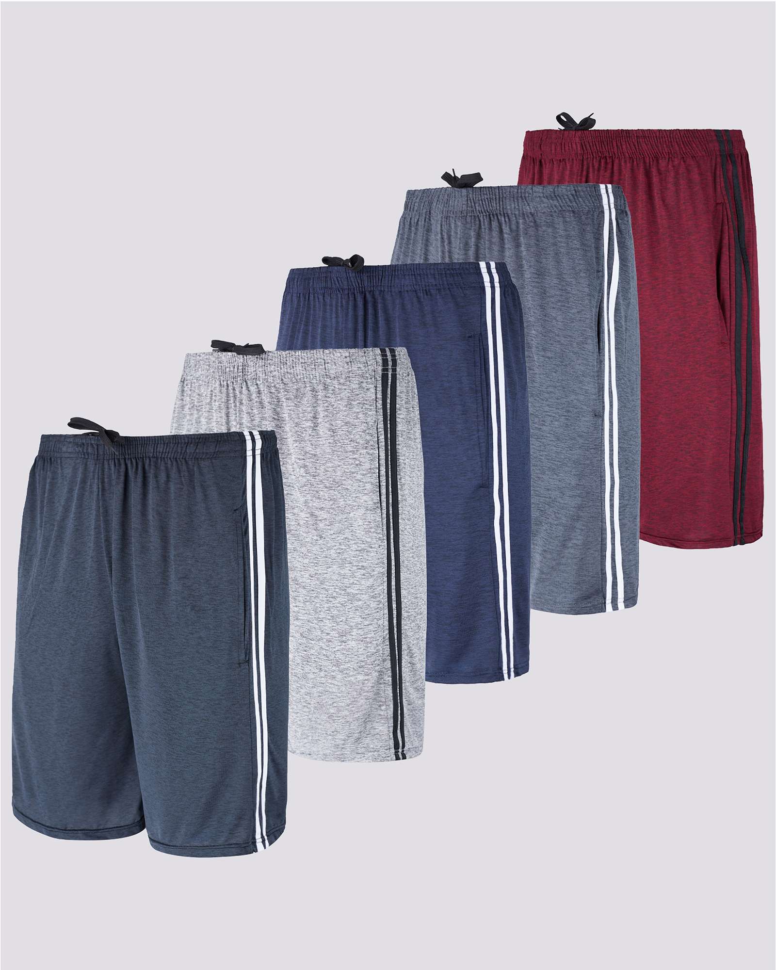 5 Pack: Mens Dry-Fit Active Performance Shorts