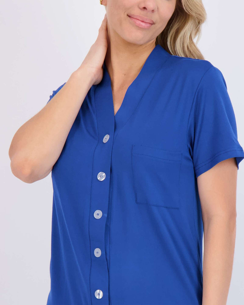 3 Pack: Women's Short Sleeve Button-Down Nightshirt